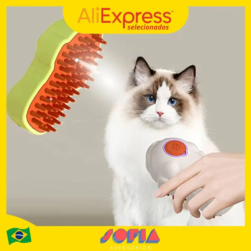 Escova De Limpeza Recarregável 3 em 1 Gatos Spray Integrado Ideal Banho Higiene Design Ergonômico Eficiente Mantém Pet Limpo