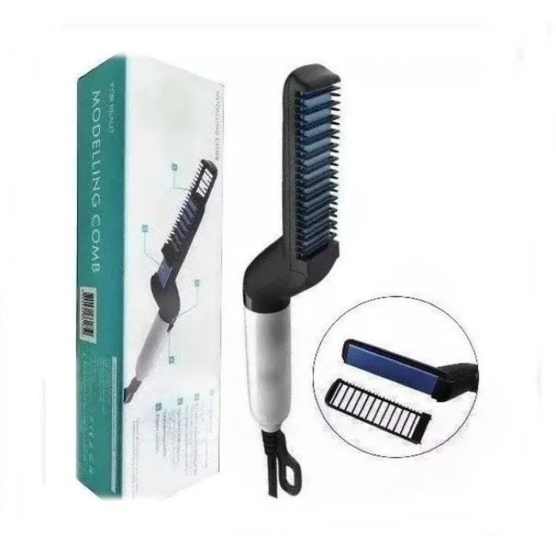 Pente de cabelo multifuncional masculino, alisador de barba rápida, aquecido Flat Iron escova.