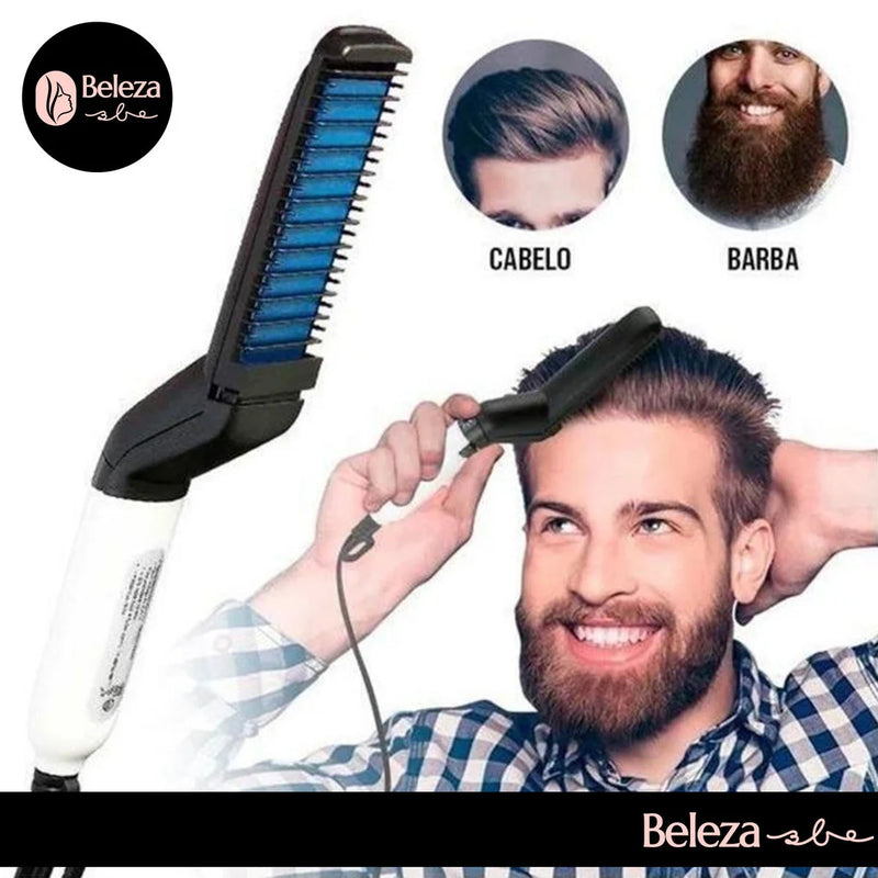 Pente de cabelo multifuncional masculino, alisador de barba rápida, aquecido Flat Iron escova.